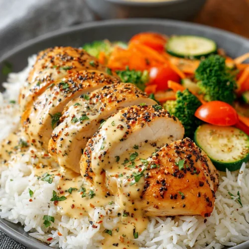 Creamy Garlic Chicken: A Delightful Weeknight Dinner 1 Creamy garlic chicken with rice for a quick weeknight dinner.