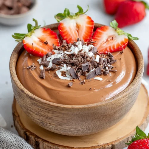 Deliciously Easy Greek Yogurt Mousse for Everyone 1 Delicious Greek yogurt mousse with strawberries and chocolate.