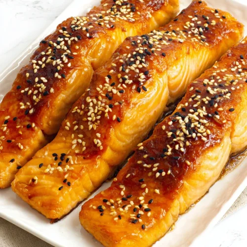 Honey Sriracha Salmon: A Flavorful Weeknight Delight 1 Honey sriracha salmon with sesame seeds, delicious and savory dish.