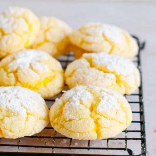 Lemon Crinkle Cookies: A Delightfully Sweet Treat 1 Lemon crinkle cookies, soft and chewy, coated in powdered sugar.