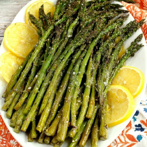 Tasty baked asparagus side dish recipe.
