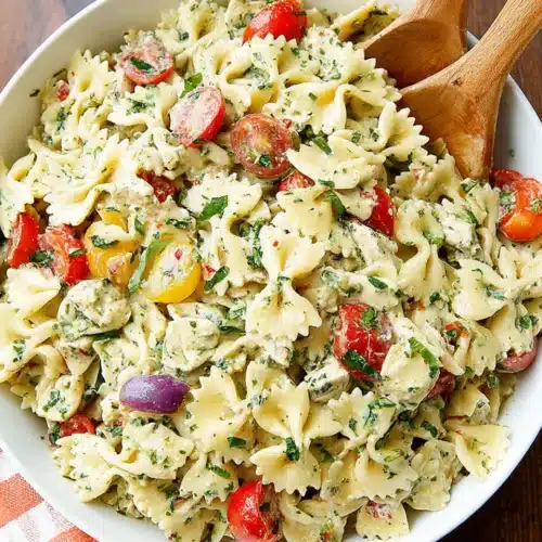 Basil Pasta Salad: A Fresh and Flavorful Delight 1 Delicious basil pasta salad with fresh ingredients.