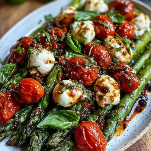 Caprese Asparagus: A Simple, Flavorful Delight 1 Caprese asparagus dish with tomatoes, mozzarella, and basil.