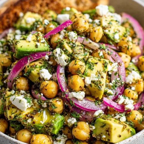 Chickpea Salad: A Delicious and Healthy Delight 1 Chickpea salad with avocado, feta, and herbs.