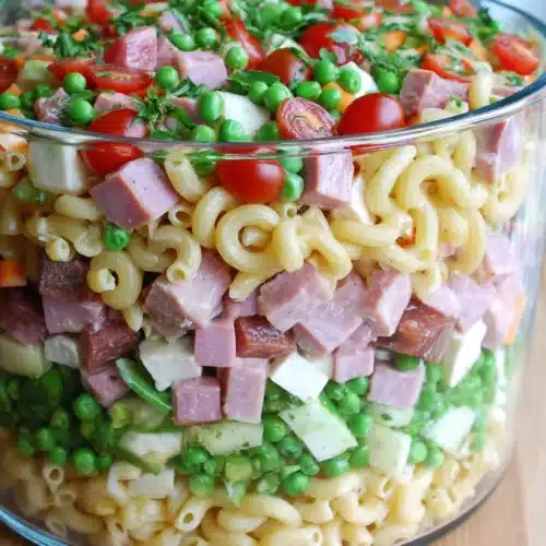 Layered Pasta Salad: A Deliciously Fun Delight 1 Delicious layered pasta salad perfect for gatherings.