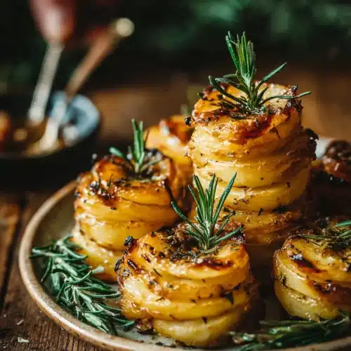 Oven Baked Garlic Rosemary Potato Stacks: A Delicious Delight 1 Oven baked garlic rosemary potato stacks perfect for any meal.