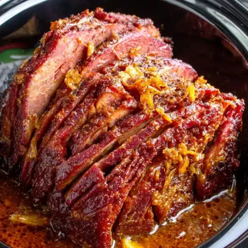 Slow Cooker Brown Sugar and Cola Glazed Ham: Irresistibly Sweet Delight 1 Slow cooker brown sugar and cola glazed ham, tender and savory.
