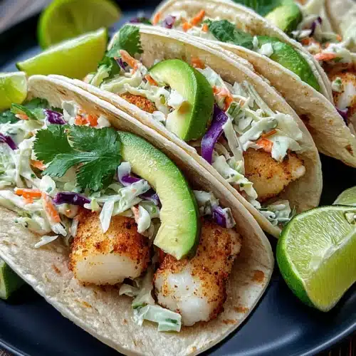 Fish Tacos with Cilantro Lime Slaw: A Delicious Delight 1 Tasty fish tacos with cilantro lime slaw for a quick meal.