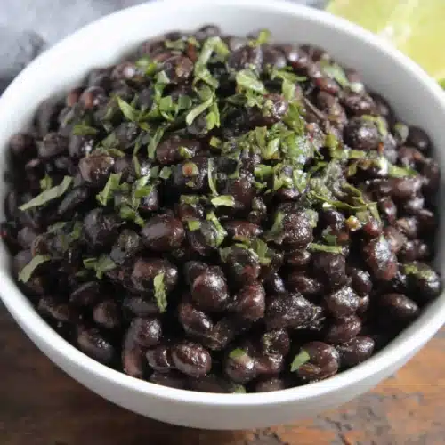 Instant Pot Mexican black beans served in a bowl