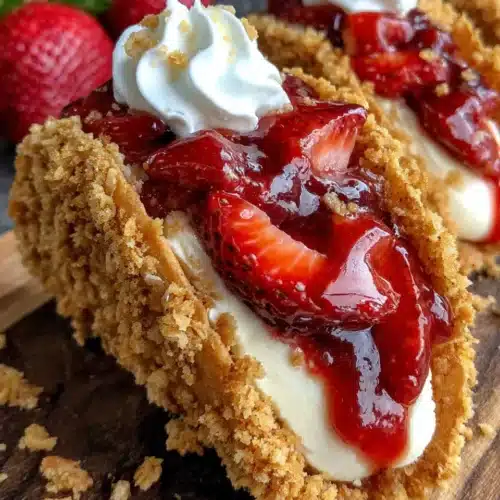 Strawberry Crunch Cheesecake Tacos: A Delightful Dessert Experience 1 Strawberry crunch cheesecake taco with creamy filling and fresh strawberries