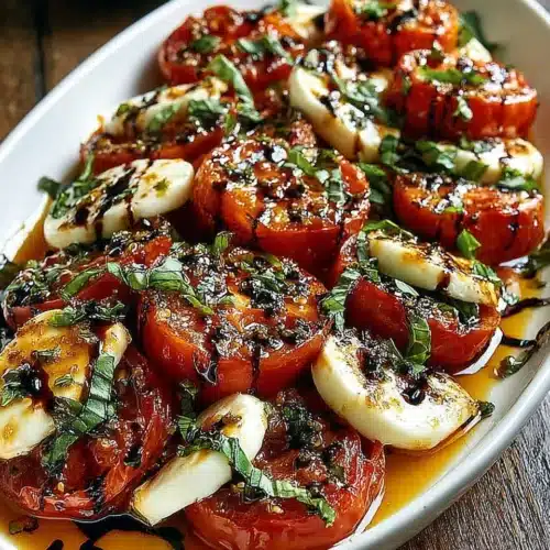 Roasted Tomato Caprese Salad: A Delightfully Fresh Treat 1 Roasted tomato caprese salad with mozzarella, basil, and balsamic glaze