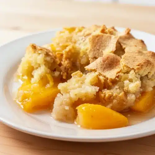 Grandma's Famous Peach Cobbler Recipe: Irresistibly Delicious 2 Grandma's famous peach cobbler with golden crust and juicy peaches