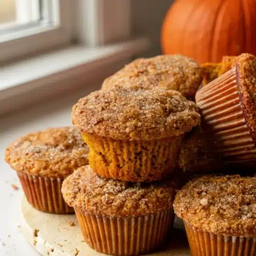 Indulgent Banana and Pumpkin Recipes You'll Love 1 Banana and pumpkin muffins with cinnamon sugar topping on a wooden board