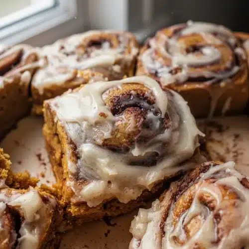 Brown Butter Pumpkin Cinnamon Rolls: An Irresistible Treat 1 Brown butter pumpkin cinnamon rolls with creamy icing, warm and fluffy