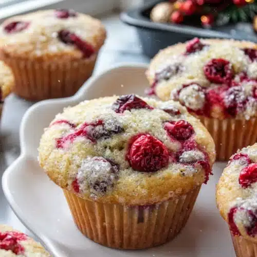 Delightful Christmas Cranberry Muffins for the Holidays 1 Festive Christmas cranberry muffins with fresh cranberries and sparkling sugar topping
